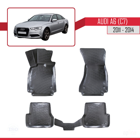 Compatibile con A6 (C7) 2011-2014 4D Tappeti in Gomma Nero
