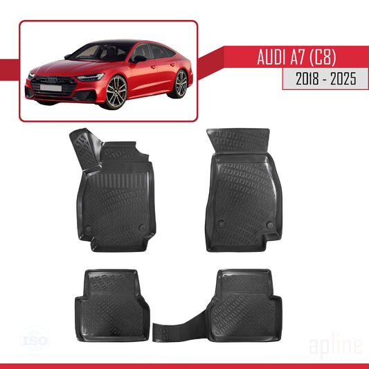 Compatibile con A7 (C8) 2018-2025 4D Tappeti in Gomma Nero