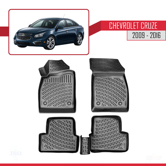 Compatibile con Chevrolet Cruze (J300) 2009-2016 4D Tappeti in Gomma Nero