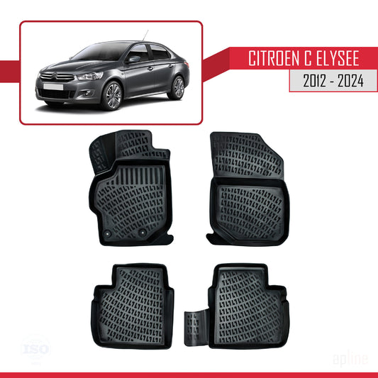 Compatibile con Citroen C-Elysee 2012-2024 4D Tappeti in Gomma Nero