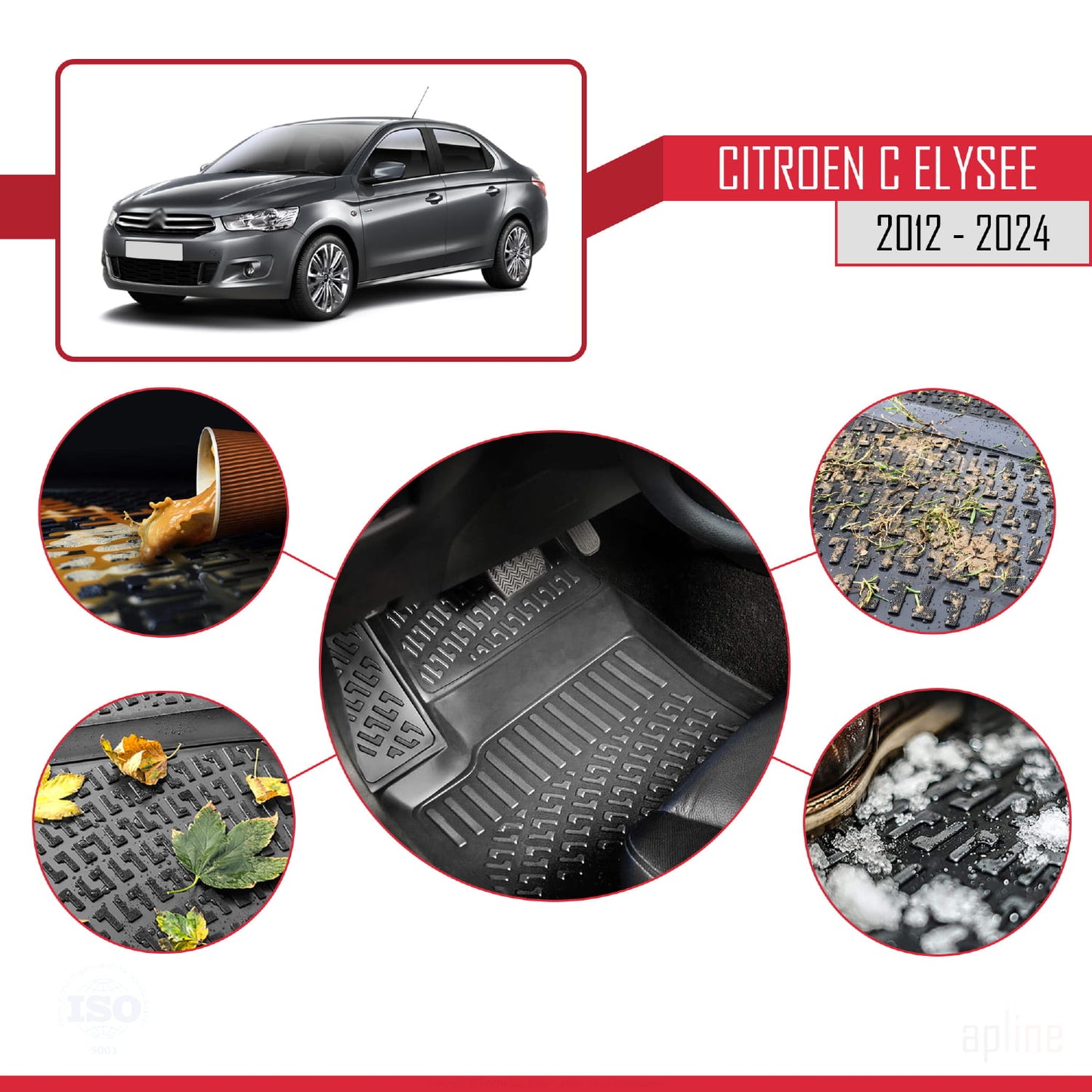 Passend für Citroën C-Elysée (2012–2024), 4-türige Automatten, schwarz