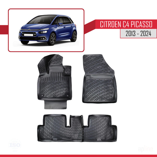 Compatibile con Citroen C4 Picasso 2 2013-2022 4D Tappeti in Gomma Nero