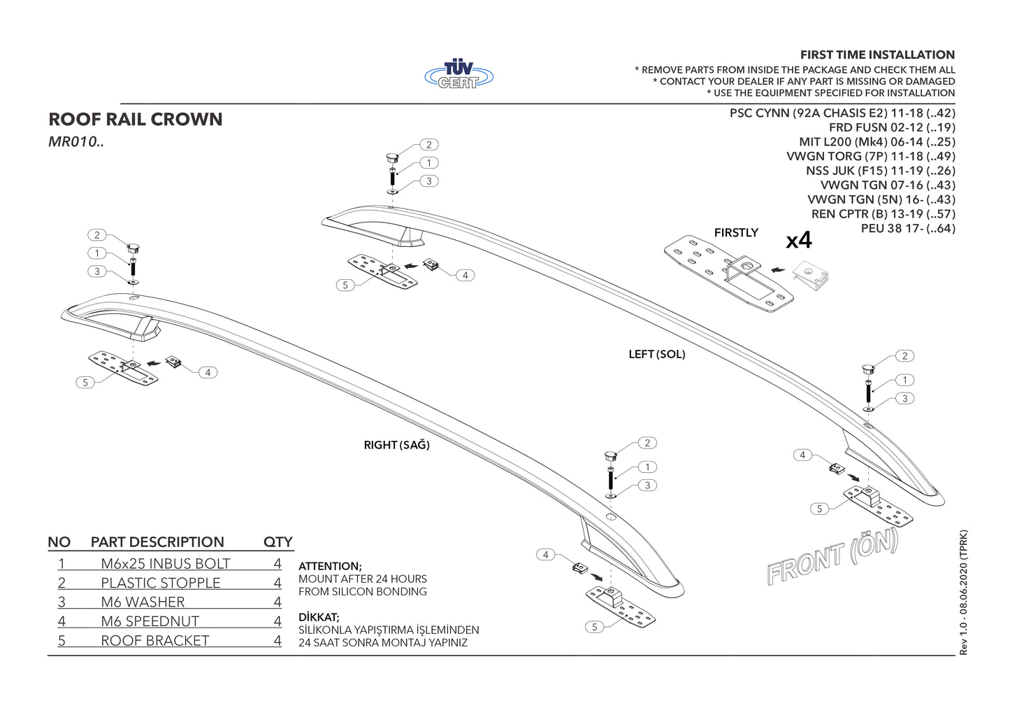 Compatibile con Ford Fusion 2002-2012 (passo corto L1/H1) Barre portatutto (modello adesivo) Grigio
