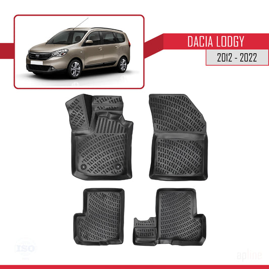 Compatibile con Dacia Lodgy (J92) 2012-2022-2024 4D Tappeti in Gomma Nero