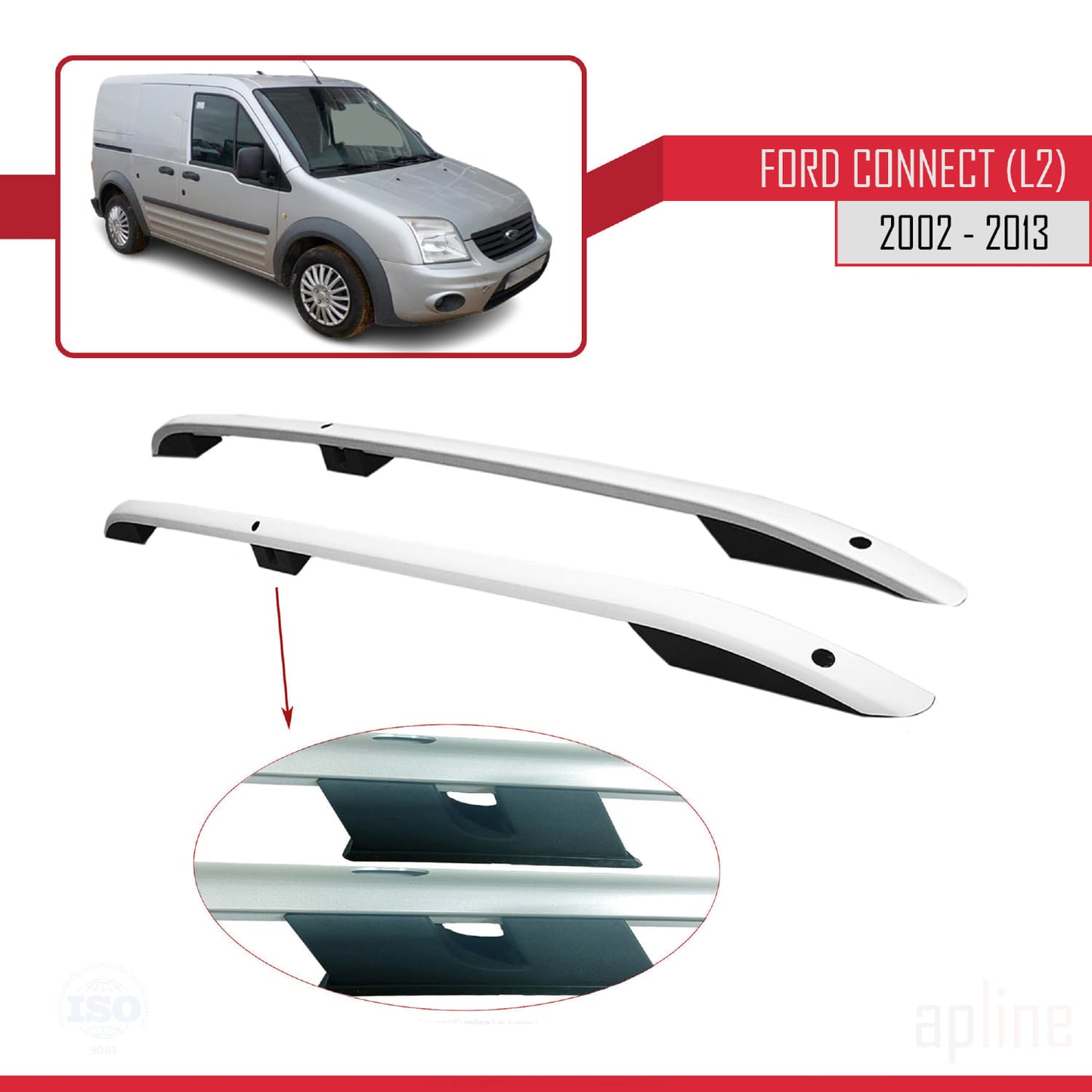 Compatibile con Ford Transit/Tourneo Connect 2002-2013 (Passo Lungo L2/H1) Barre sul Tetto Portapacchi sul Tetto Grigo