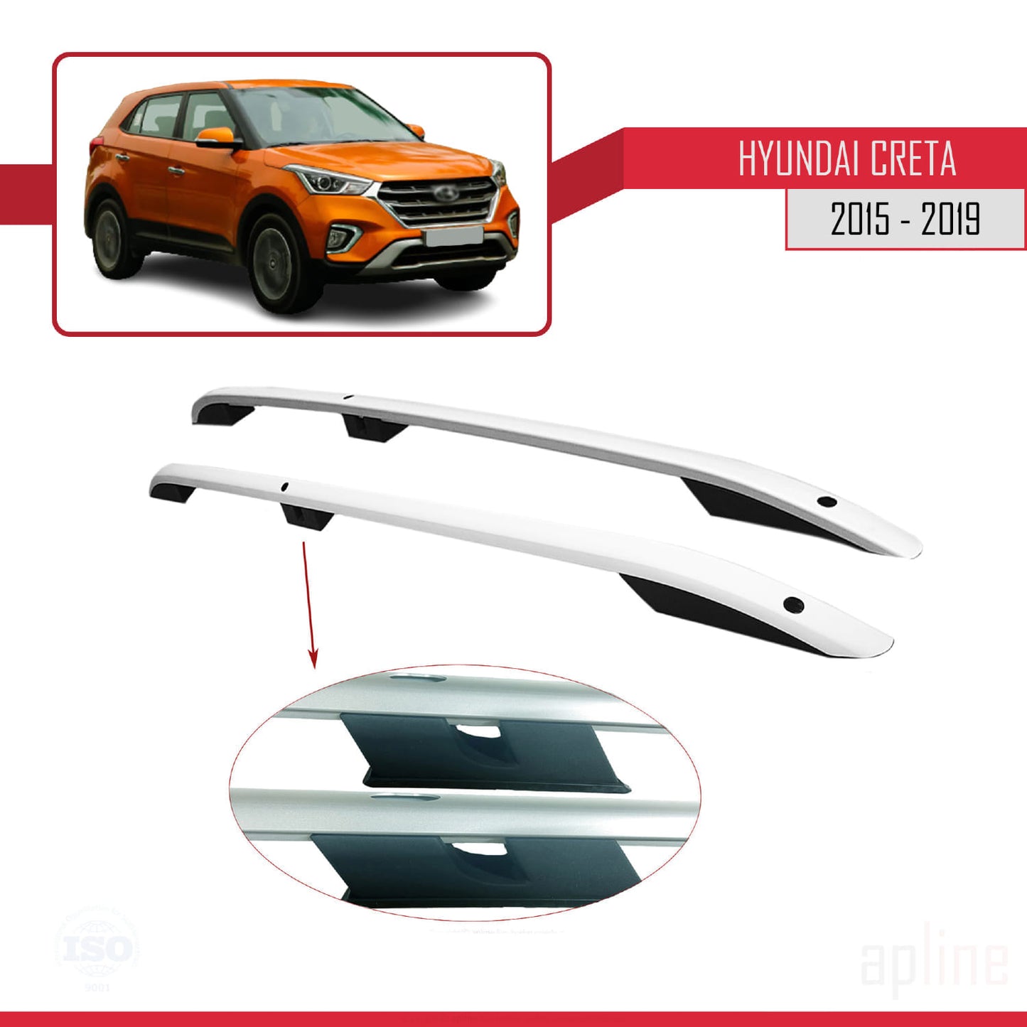 Compatibile con Hyundai Creta 2015-2019 (Passo Corto L1/H1) Barre sul Tetto Portapacchi sul Tetto (Modello Adesivo) Grigo