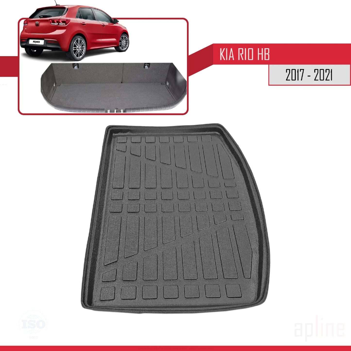 Tapis de Coffre pour Kia Rio Hayon 2017-2021 Flexible NOIR