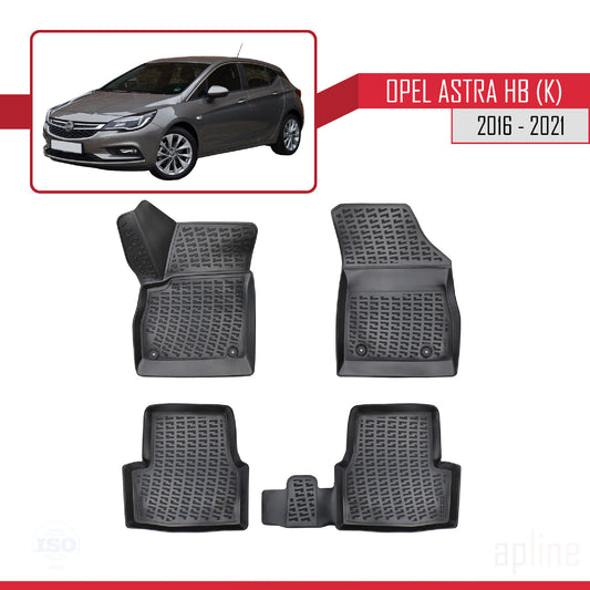 Compatibile con Opel Astra K (B15) 2016-2021 4D Tappeti in Gomma Nero