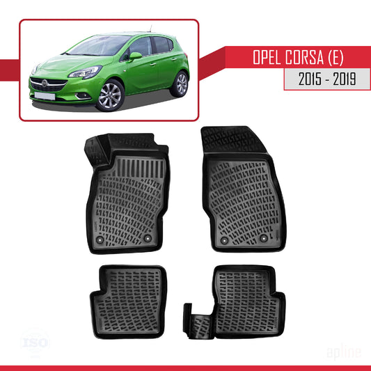 Compatibile con Opel Corsa E (X15) 2015-2019 4D Tappeti in Gomma Nero