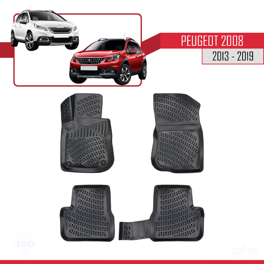 Compatibile con Peugeot 2008 (A94) 2013-2019 4D Tappeti in Gomma Nero