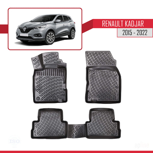 Compatibile con Renault Kadjar 2015-2022 4D Tappeti in Gomma Nero