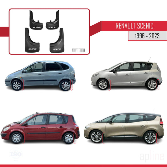 Compatibile con Renault Scenic 1996-2023 Parafanghi Anteriori e Posteriori Set del Veicolo 4 Pezzi Nero