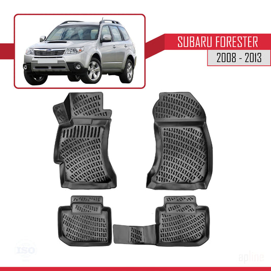 Compatibile con Subaru Forester 3 (SH) 2008-2013 4D Tappeti in Gomma Nero