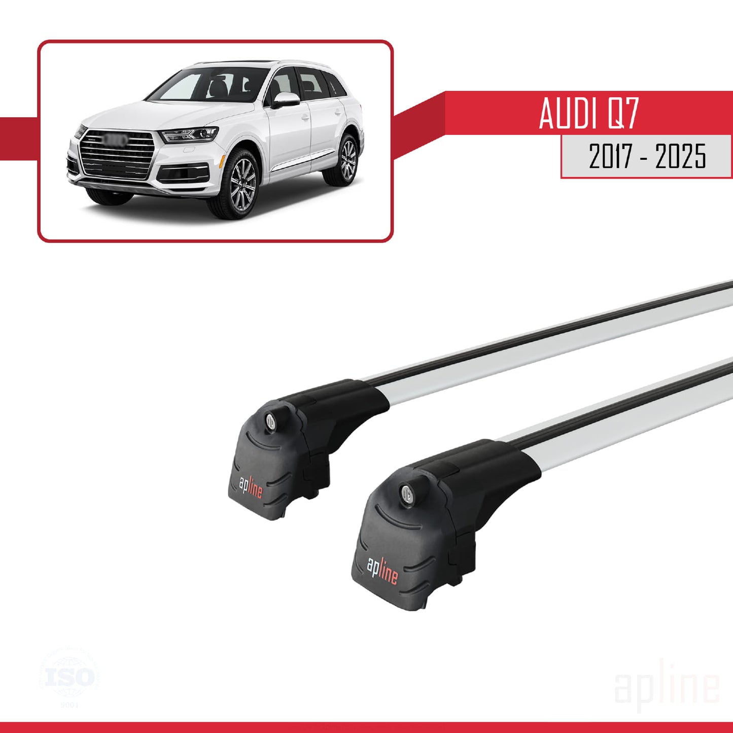 Compatible avec Q7 (4M) 2016-2025 ACE-2 Barres de Toit Railing Porte-Bagages de Voiture Gris Aluminium 2 Barres