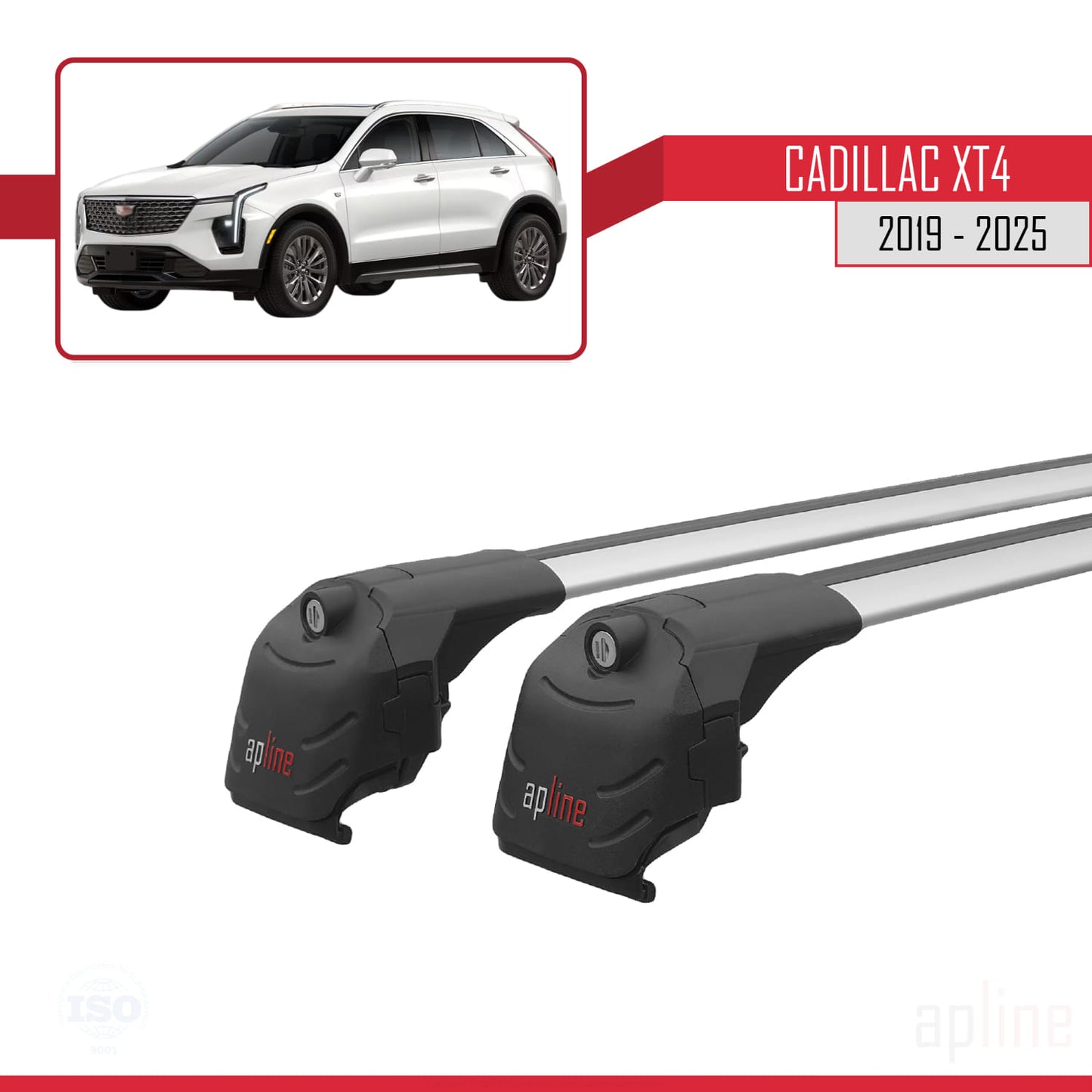Compatibile con Cadillac XT4 2019-2025 ACE-2 Barre portatutto per auto Portapacchi in alluminio grigio 2 barre