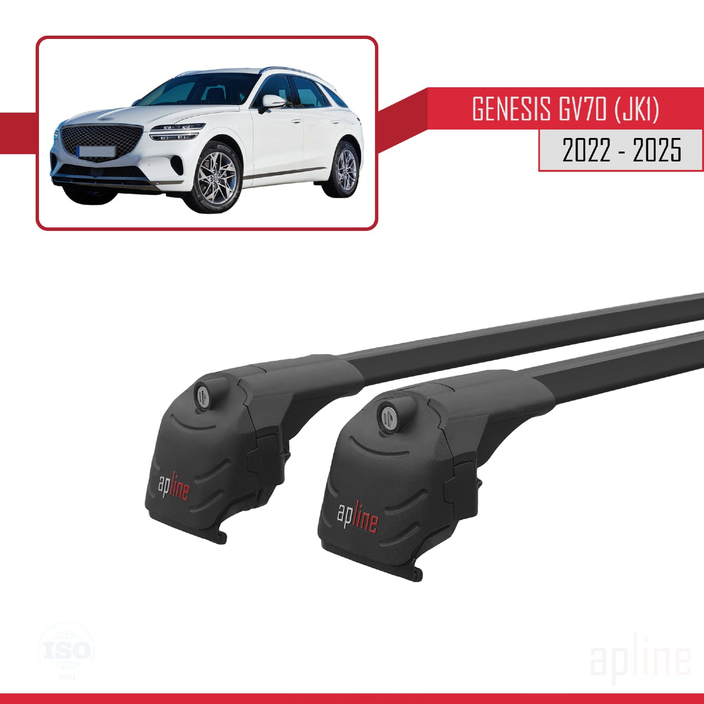 Compatibile con Genesis GV70 (JK1) 2022-2025 ACE-2 Barre portatutto per auto Portapacchi in alluminio nero 2 barre