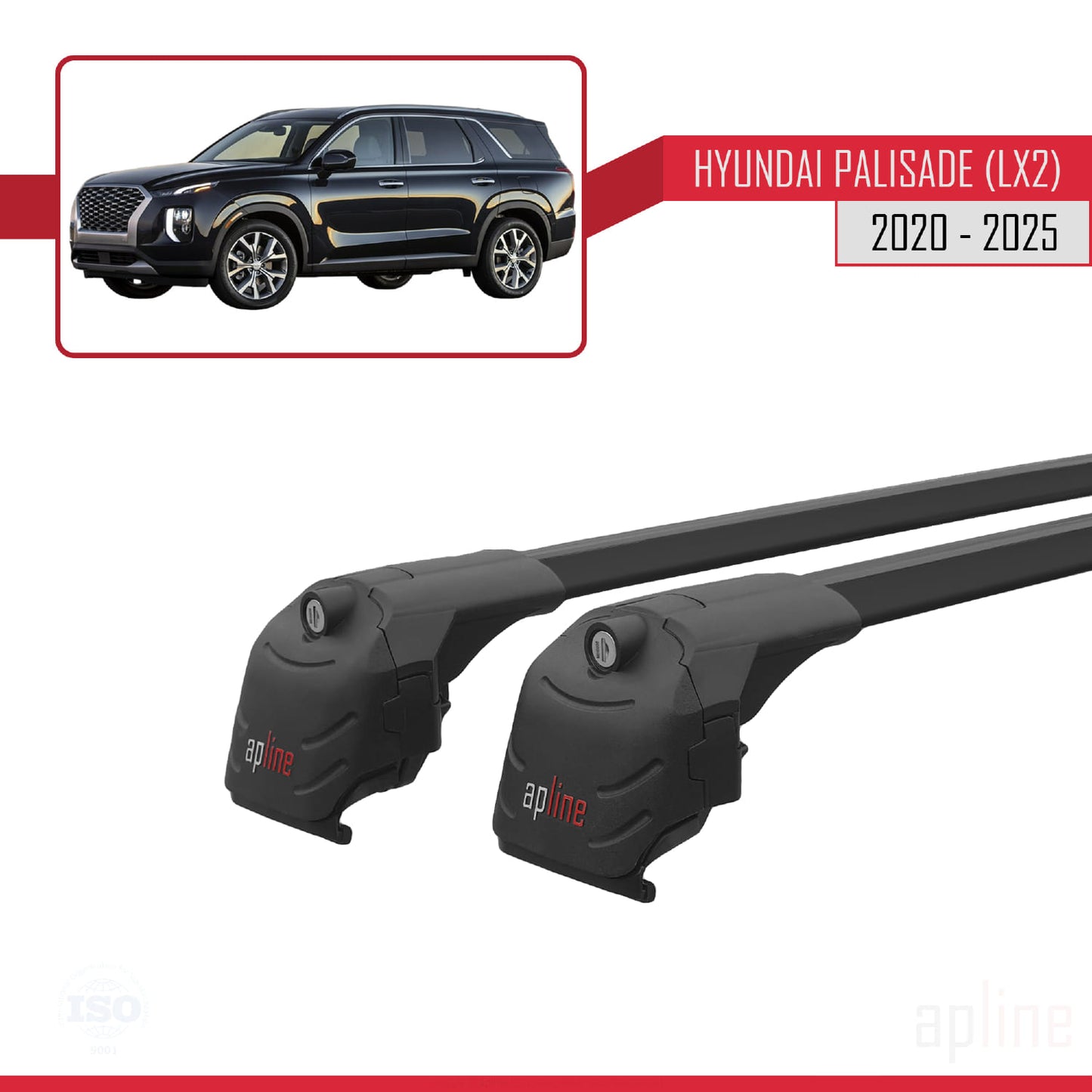 Compatibile con Hyundai Palisade (LX2) 2020-2025 ACE-2 Barre portatutto per auto, barre portatutto in alluminio nero, 2 barre