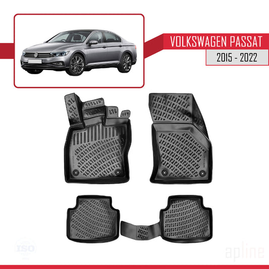 Compatibile con Volkswagen Passat B8 (3G) 2015-2022 4D Tappeti in Gomma Nero