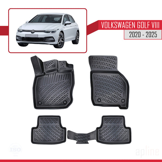 Compatibile con Volkswagen Golf 8 (CD1) (Cambio Automatico) 2020-2025 4D Tappeti in Gomma Nero