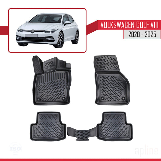 Compatibile con Volkswagen Golf 8 (CD1) (Cambio Manuale) 2020-2025 4D Tappeti in Gomma Nero