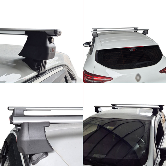 Compatible with Renault Clio 4 2013-2020 ACE-4 Car Roof Rack Cross Bar Grey Aluminium 2 Bars