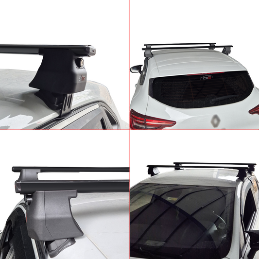 Compatible with Renault Clio 4 2013-2020 ACE-4 Car Roof Rack Cross Bar Black Aluminium 2 Bars
