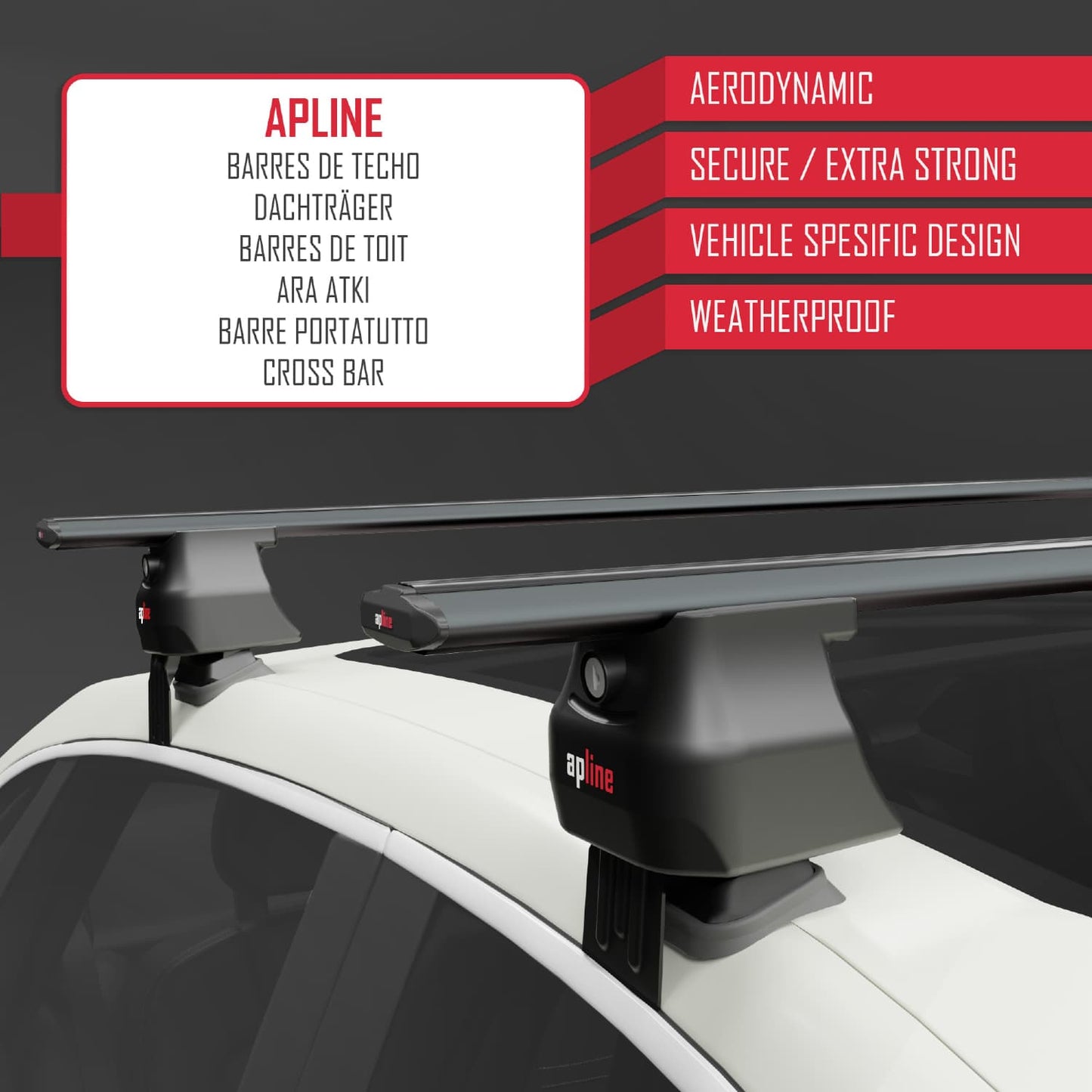 Compatibile con Seat Leon 3 (5F) 2012-2020 ACE-4 Barre Tetto Portapacchi Auto Barre Portatutto Nero Alluminio 2 Barre