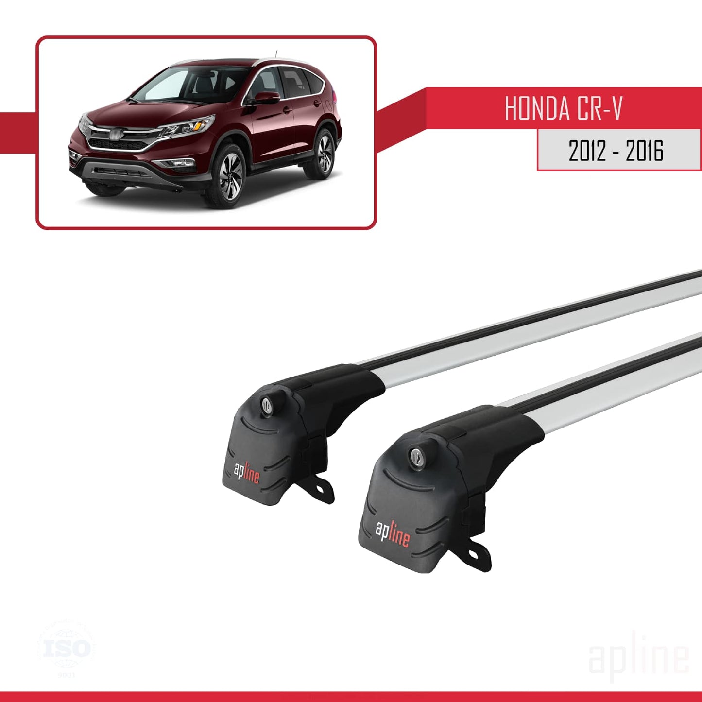 Compatibile con Honda CR-V 4 2012-2016 ACE-2 Barre portatutto per auto Portapacchi in alluminio grigio 2 barre