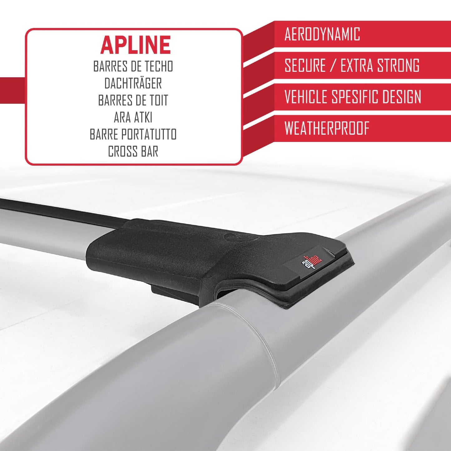 Compatible avec Volkswagen Caddy 3 (2K) 2003-2010 FLY Model Barres de Toit Railing Porte-Bagages de Voiture Gris Aluminium 2 Barres