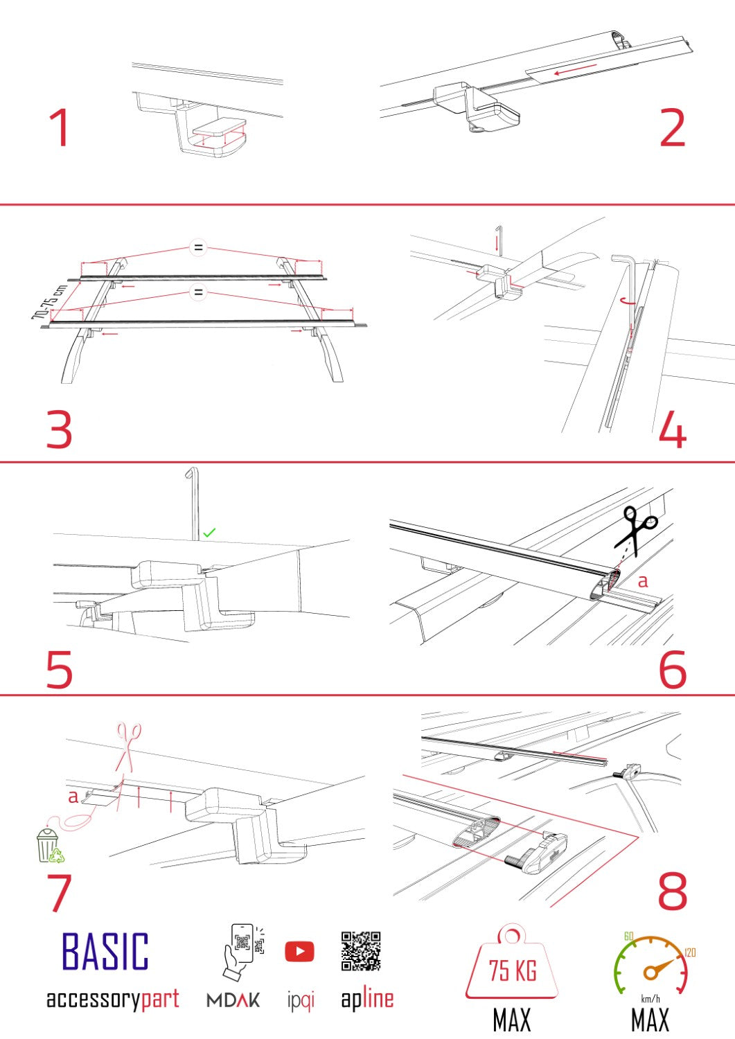 Compatible with Mitsubishi Pajero (V60) 5 Kapı 1999-2006 BASIC Model Car Roof Rack Cross Bar Black Aluminium 2 Bars