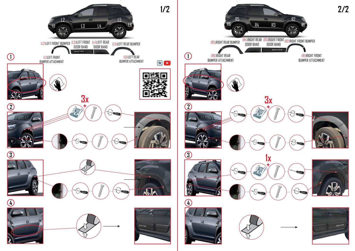 Compatibile con Dacia Duster 2018-2024 Protezione parafango, passaruota, paraurti, parafango e protezione laterale, kit di protezione per la carrozzeria dell'auto NERO