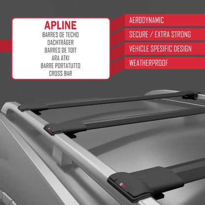 Compatible avec Renault Clio 4 ST 2013-2020 FLY Model Barres de Toit Railing Porte-Bagages de Voiture Noir Aluminium 3 Barres