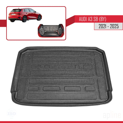 Compatibile con A3 (8Y) Sportback 2020-2024 Tappetino flessibile per bagagliaio inferiore, nero