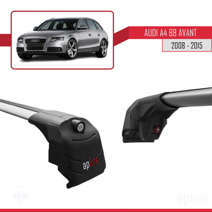 Kompatibel mit A4 (B8) Avant 2008-2015 ACE-2 Dachgepäckträger, graues Aluminium, 2 Stangen