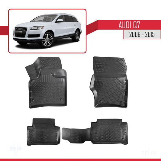 Compatibile con Q7 (4L) 2006-2015 4D Tappeti in Gomma Nero