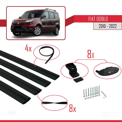 Compatibile con Fiat Doblo 2 2010-2022 modello BASIC Barre portatutto Railing Portapacchi per auto Alluminio nero 4 barre