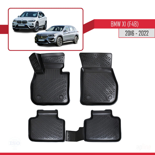 Compatibile con BMW X1 (F48) 2016-2022 4D Tappeti in Gomma Nero