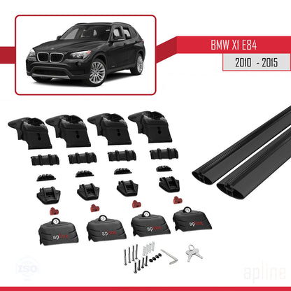 Compatibile con BMW X1 (E84) 2010-2015 Barre portatutto ACE-2 in alluminio nero, 2 barre