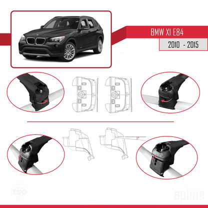 Compatibile con BMW X1 (E84) 2010-2015 Barre portatutto ACE-2 in alluminio nero, 2 barre