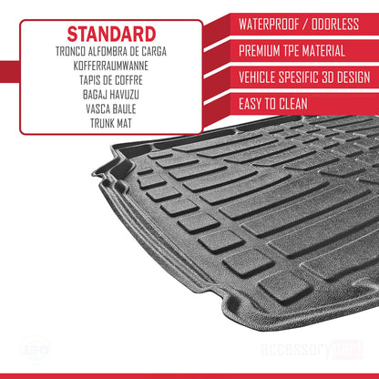 Compatibile con Honda CR-V 2 2002-2006 Tappetino flessibile per bagagliaio, nero