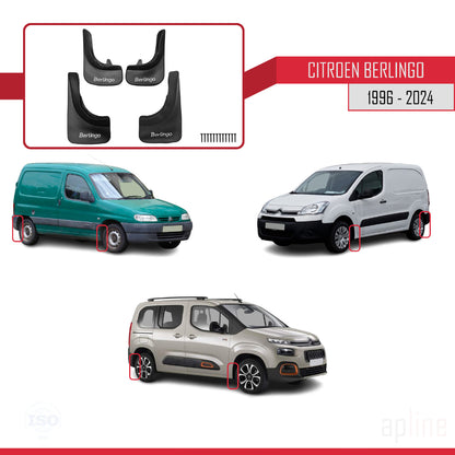 Compatibile con Citroen Berlingo 1996, set di 4 paraspruzzi anteriori e posteriori per auto, neri