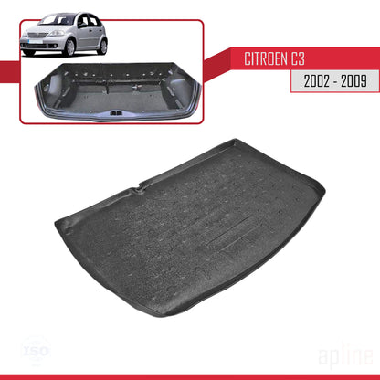 Compatible avec Citroen C3 (FC/FN) 2002-2009 Flexible Tapis de Coffre Plancher de Chargement Noir