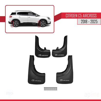 Passend für Citroën C5 Aircross (2018–2025), Set mit 4 Schmutzfängern für vorne und hinten, schwarz