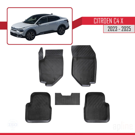 Compatibile con Citroen C4X (Elektrik) 2023-2025 4D Tappeti in Gomma Nero