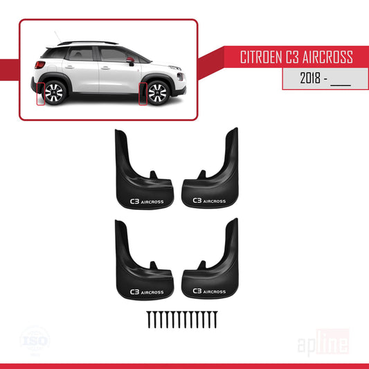 Compatibile con Citroen C3 Aircross (A88) 2018-2024 Parafanghi Anteriori e Posteriori Set del Veicolo 4 Pezzi Nero