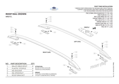 Compatibile con Ford Fusion 2002-2012 (Passo Corto L1/H1) Barre sul Tetto Portapacchi sul Tetto (Modello Adesivo) Nero