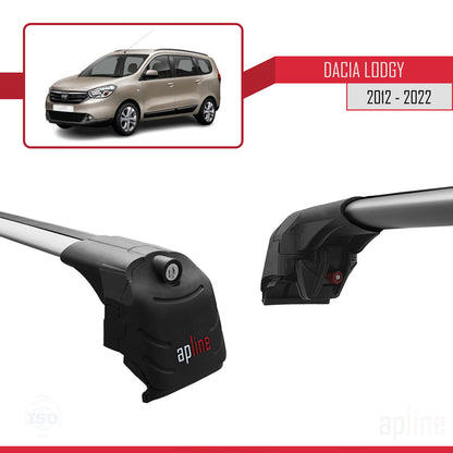 Kompatibel mit Dacia Lodgy (J92) 2012-2022 ACE-2 Dachgepäckträger, graues Aluminium, 2 Stangen