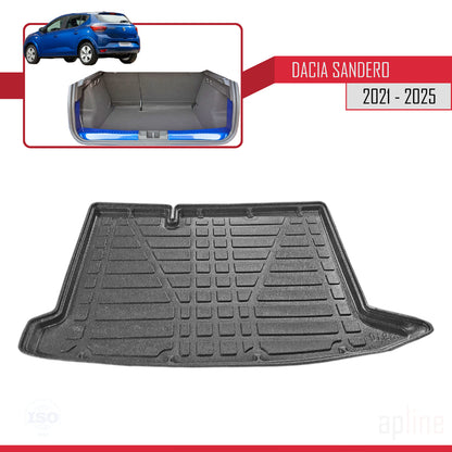 Compatible avec Dacia Sandero 3 (DJF) 2021-2025 Flexible Tapis de Coffre Plancher de Chargement Noir
