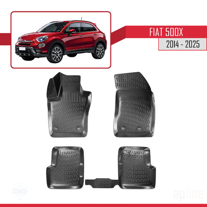 Passend für Fiat 500X 2014-2025 4D Automatten Schwarz