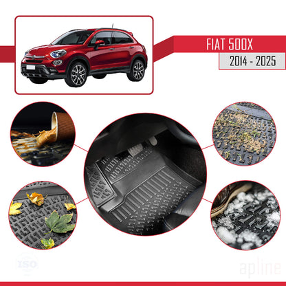 Passend für Fiat 500X 2014-2025 4D Automatten Schwarz